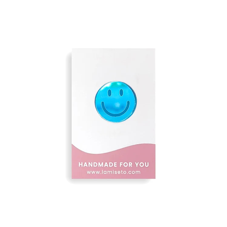 Pin Smiley Blau