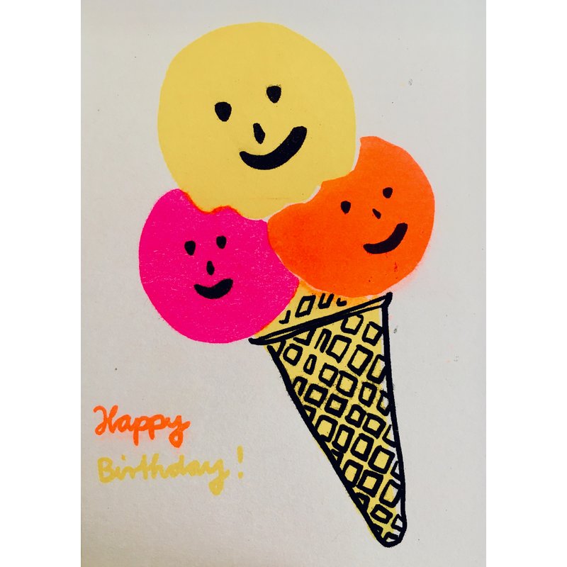 Happy Birthday Buntes Eis - Klappkarte